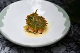 Langoustine de casier, plat créé par Yann Tournier, chef de la pomme d'or à Sancerre.